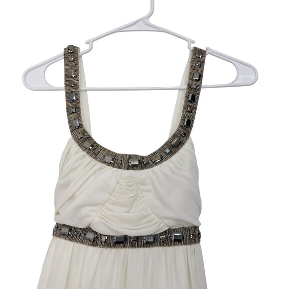 Jodi Kristopher Y2k Women Cream Embellished Empire Waist Babydoll Dress SZ S - Picture 3 of 15